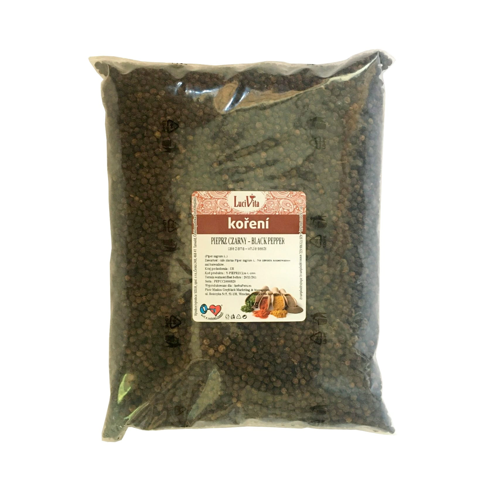 Black pepper - whole seeds - 1000g (1kg)